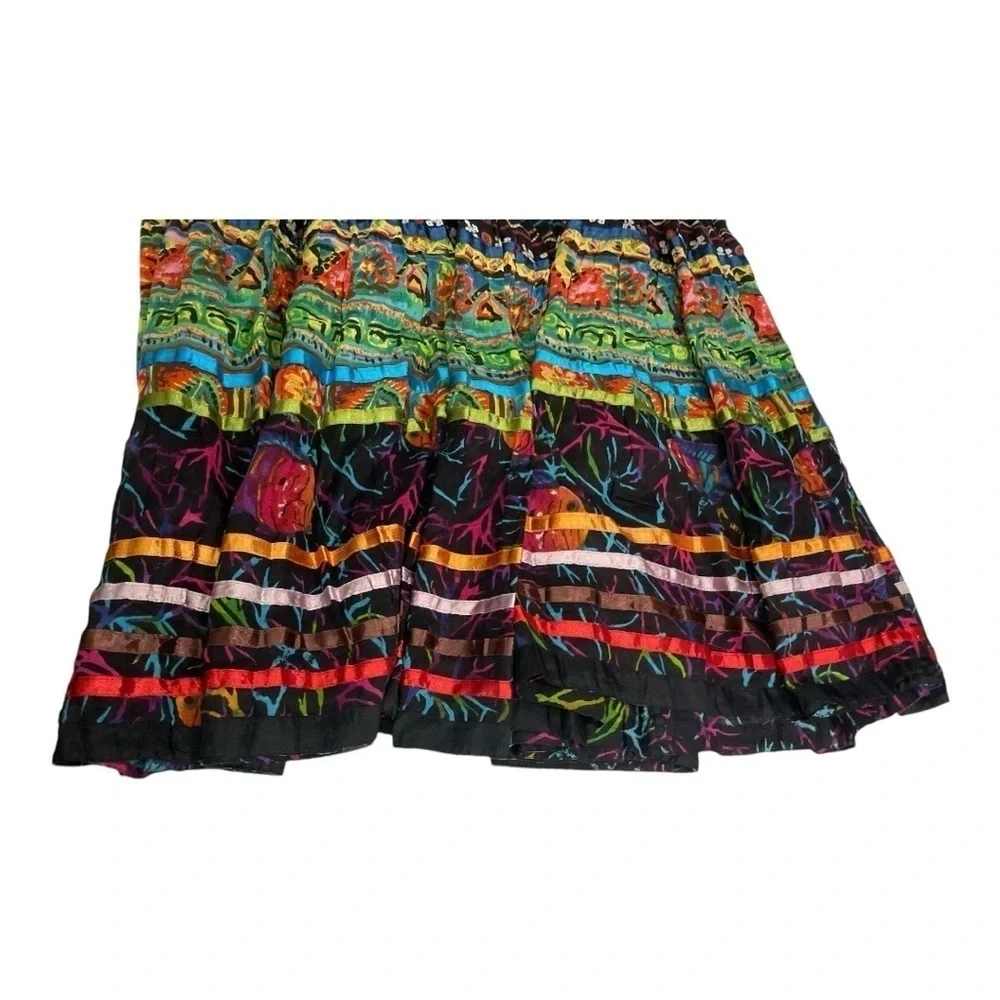 Travelsmith Sz Medium Funky Gypsy Colorful Cotton Boho Skirt Lagenook Art-Wear